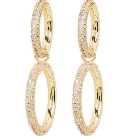 Luv Aj Pave' Gold Plated Drop Earrings. EUC! - Picture 1 of 7